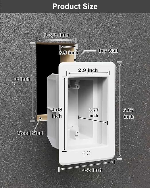 Recessed Outlet/Electrical Box Single Gang, DVFR1W-1 Recessed Receptacle Outlet - Image 3