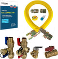 1" OD x 12" x 3/4"MIP x 3/4"FIP Flexible Gas Connector Kit, by PROCURU
