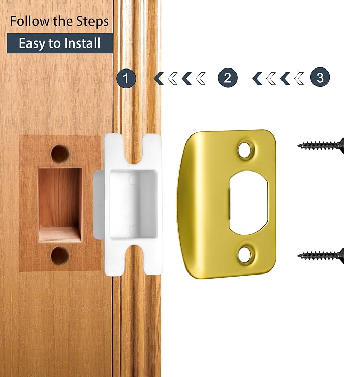 Door Strike Plate for Interior Doors, Polished Gold, 1 Pack | 2-1/4"x1-3/4" - Image 3