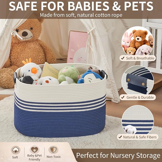 Laundry Hamper with Handles, 72L Rope Laundry Basket, toys and laundry in - Image 8