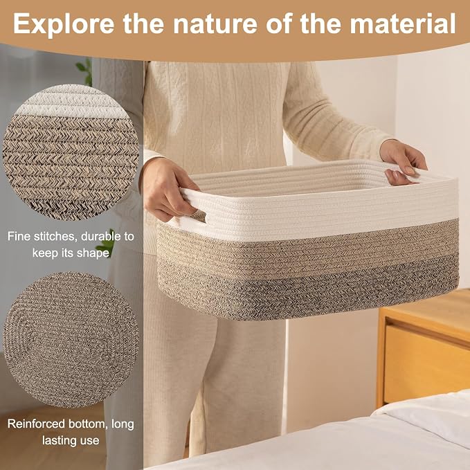 OIASKET Large Storage Basket for Organizing, Woven Rope Basket for Shelves - Image 7