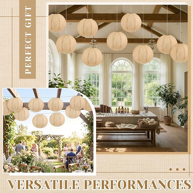 12 Pcs Print Burlap Paper Lanterns Classroom Decor, 16 Inch | Boho Hanging Decor - Image 5