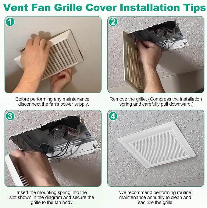 13" x 13" Bathroom Exhaust Vent Fan Grille Cover Replacement - Image 5