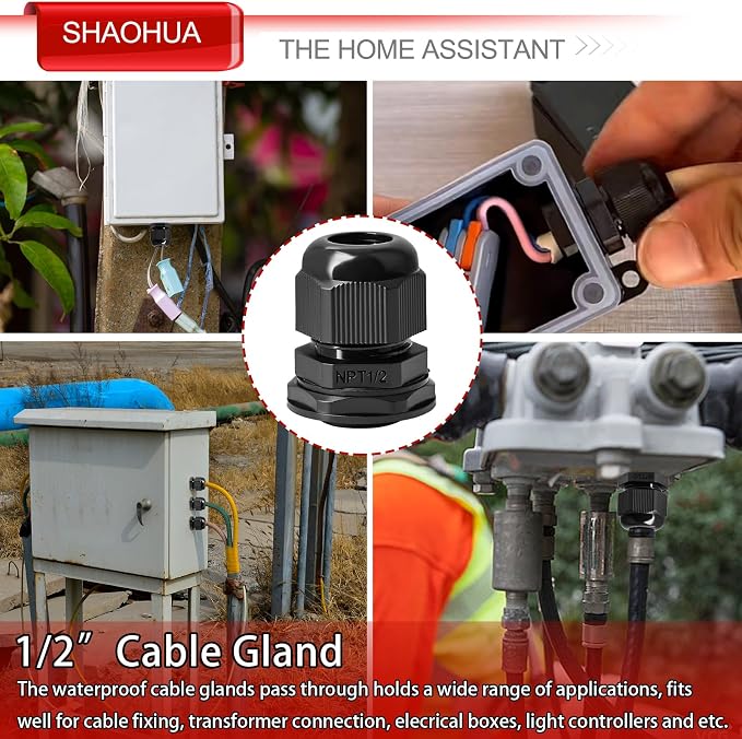 30PCS 1/2" NPT Cable Gland, IP68 Waterproof Adjustable Strain Relief Cord - Image 7