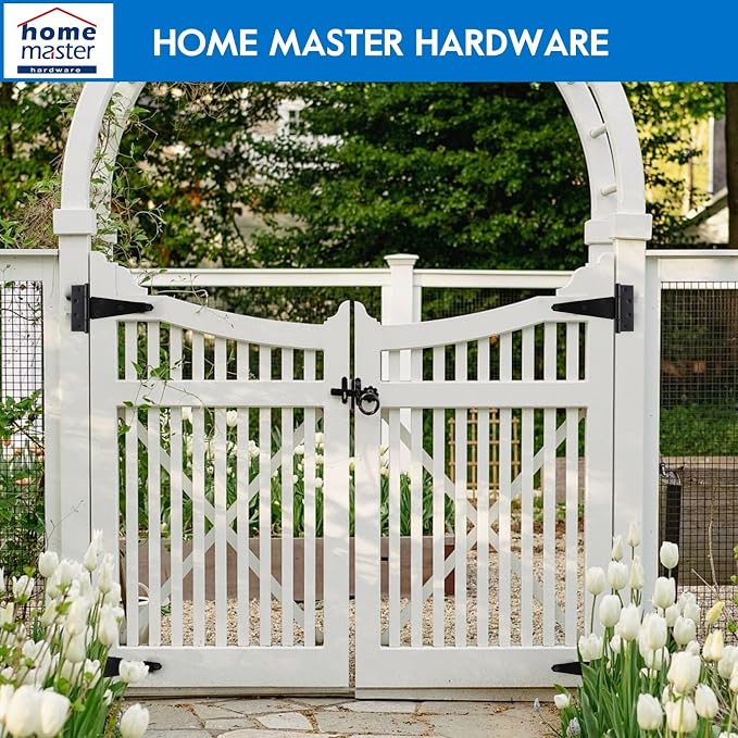 HOME MASTER HARDWARE 8" Heavy Duty Gate Hinges, 6 Pack T Strap Hinges | Steel - Image 8