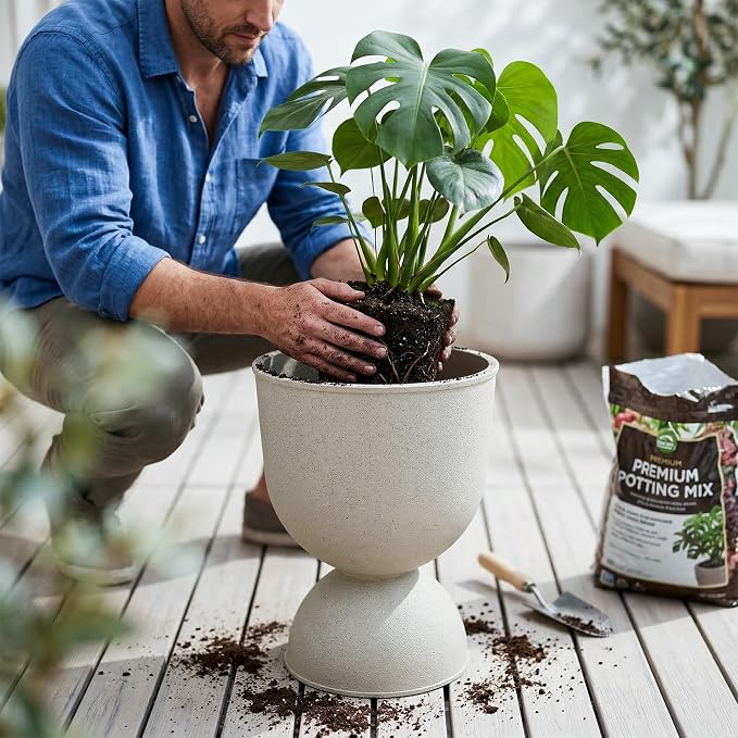KOL Planters Flower Pots, Plastic Urn Planters - Image 2