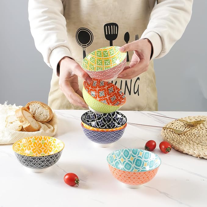 Metahom Small Ceramic Bowls, Colorful Dessert Bowls 10 Oz, 4.75" Decorative - Image 2