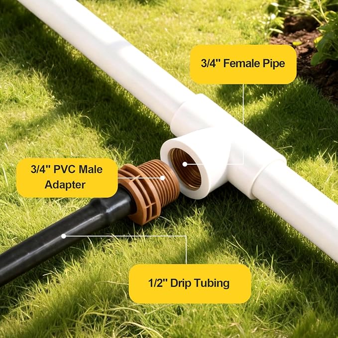 PVC to Drip Irrigation Adapter, 3/4" PVC Male Pipe Thread x 1/2" Drip - Image 5