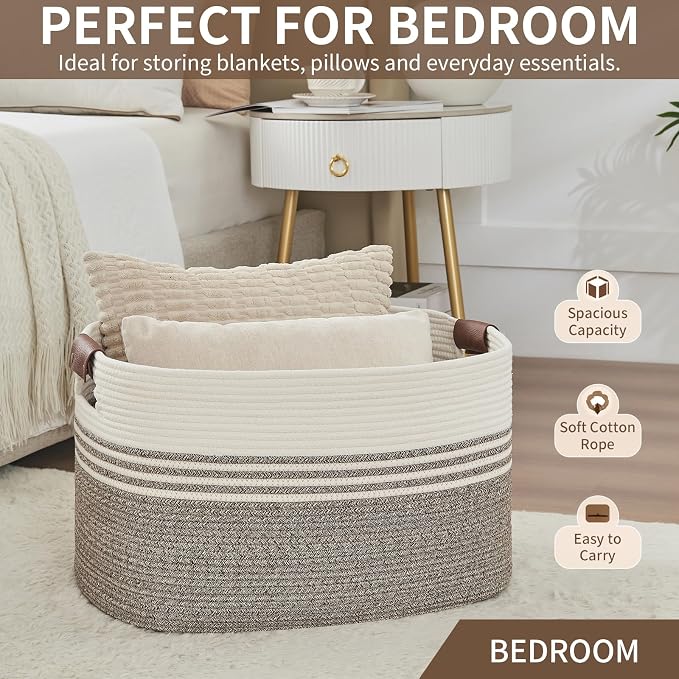 Laundry Hamper with Handles, 72L Rope Laundry Basket, toys and laundry in - Image 6