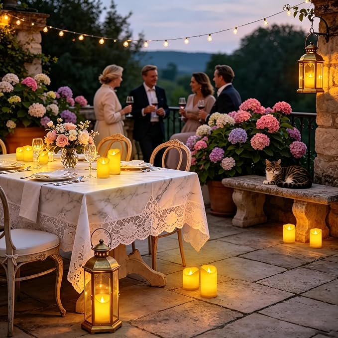 Flameless Candles Set of 9 Plastic LED Ivory Pillars - Image 2