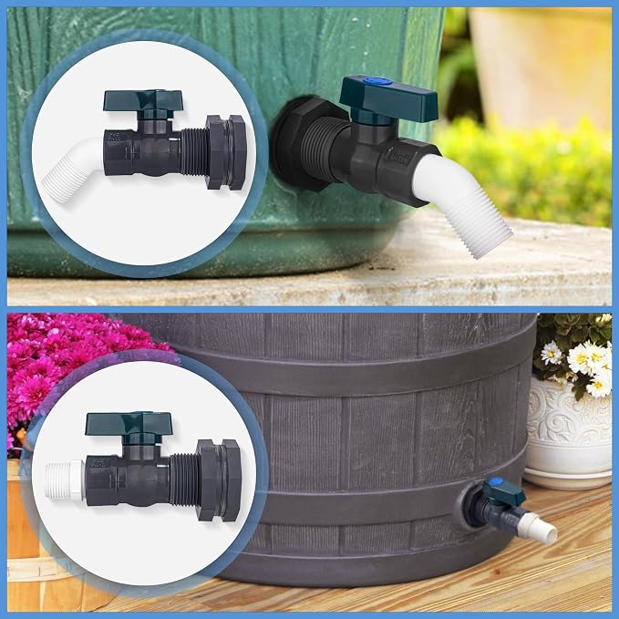 PVC Rain Barrel 45° Elbow, 3/4" Rain Barrel Valve - Image 7