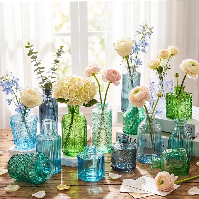 Yaomiao 30 Pcs Glass Bud Vases Centerpieces, Mini Colored Flower Vase - Image 3