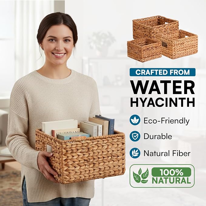 Honey-Can-Do Banana Leaf Storage Baskets –Water Hyacinth Woven Basket, - Image 5
