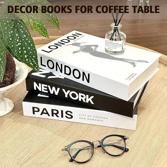 Decorative Books Set of 3, Faux Coffee Table Books - Image 2