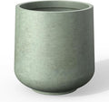 Kante Accent Round Curved Mint Green Concrete Planter 13" Dia, Outdoor | Rubber by Unknown