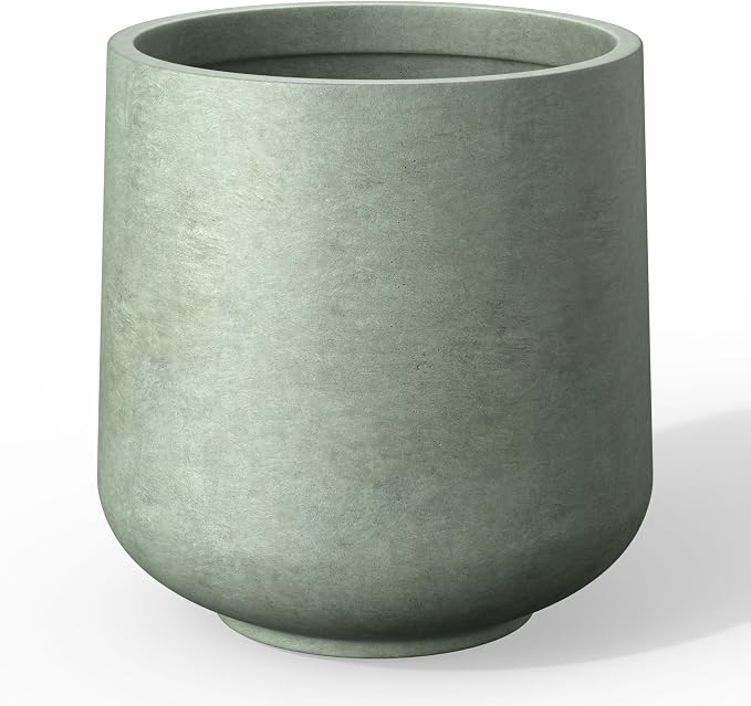 Kante Large Round Curved Mint Green Concrete Planter 16.5" Dia, Outdoor | by Unknown