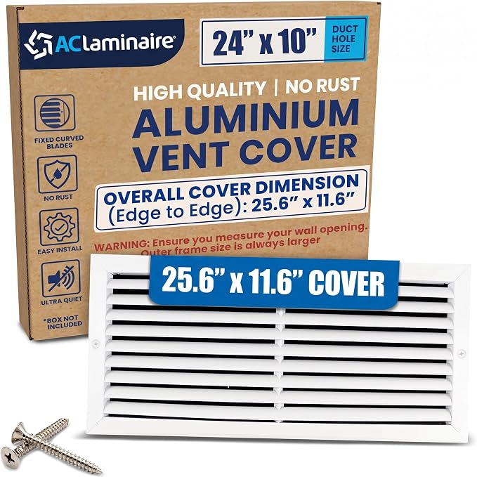 24x10 Aluminum Wall Ceiling Air Return Vent Cover HVAC Rustproof Grille by ACLAMINAIRE