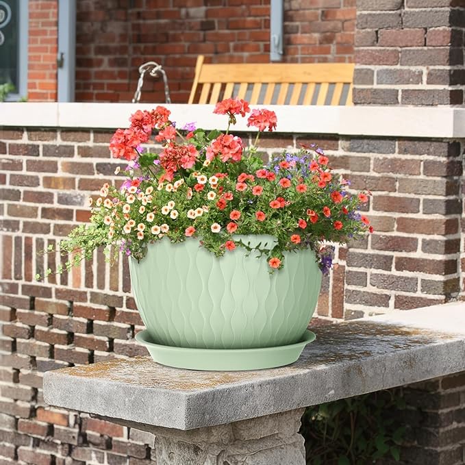 Meowell Large Flower Pots 12/10/9 inch, 3 Set Wide Plant Pots - Image 6