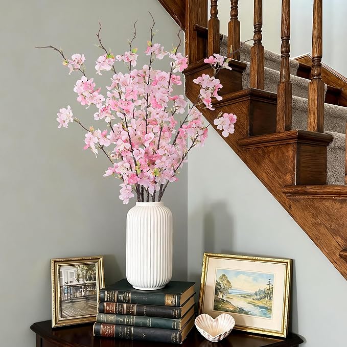 INXUGAO Artificial Cherry Blossom Branches Decor 6 PCS Fake Flowers Indoor | - Image 8