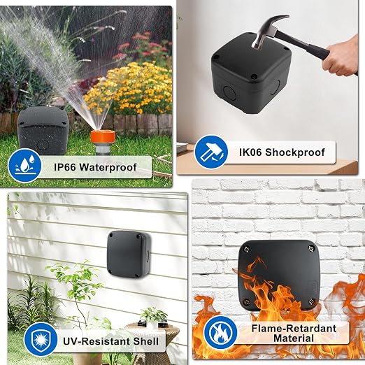 Black Waterproof Junction Box, IP66 Weatherproof Electrical Project Boxes | - Image 3