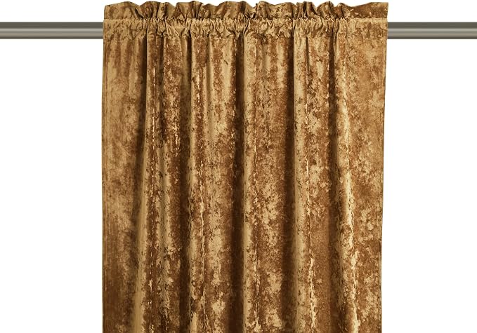 Chezmoi Collection Lux Caramel Gold Crushed Velvet Curtains 2 Panel Set - Image 9