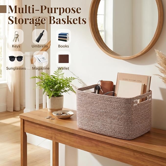 OIASKET 4Packs Natural Cotton Rope Storage Baskets - Image 7