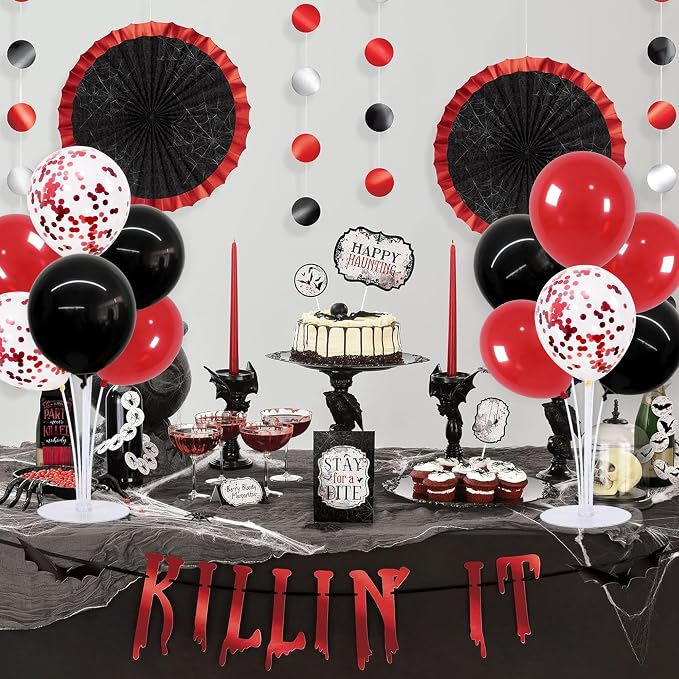 TONIFUL 4 Set Red Black Balloon Stand Balloon Centerpieces - Image 5