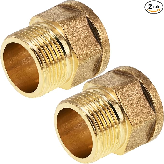 2 Pack Brass Pipe Fittings, 3/4" to 3/4" Pipe Reducer Adapter Coupler, 3/4" by BERANMEY