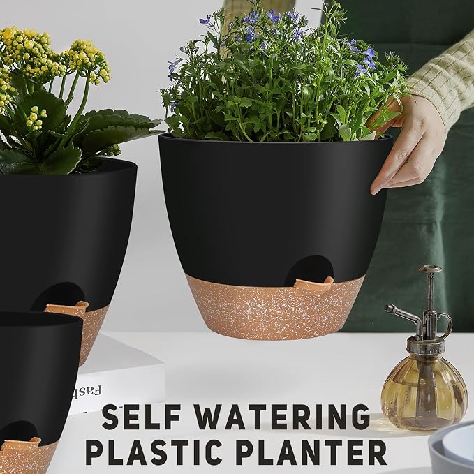 YNNICO 12" 10" 9" Large Self Watering Plant Pots, 3 Pack Flower Pots Planters - Image 5