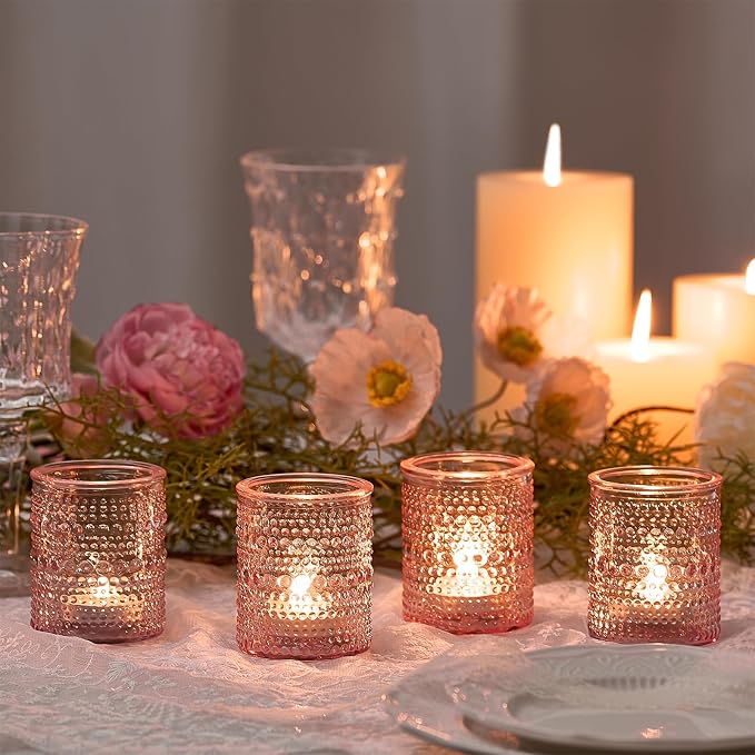 24 Pack Clear Glass Votive Candle Holders, Vintage Candle Holder - Image 2