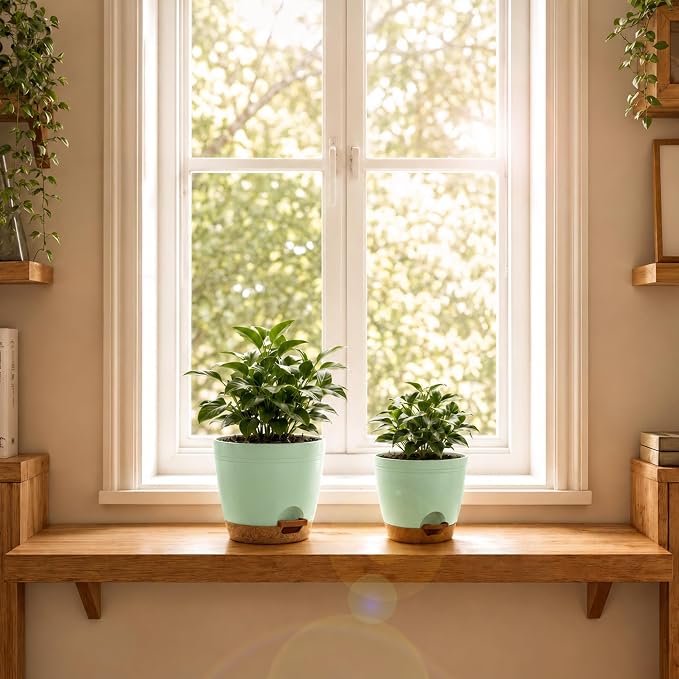 Utopia Home Self Watering Pots for Indoor Plants 6.8"/6.4"/5.9"/5.5"/4.9" Set - Image 2