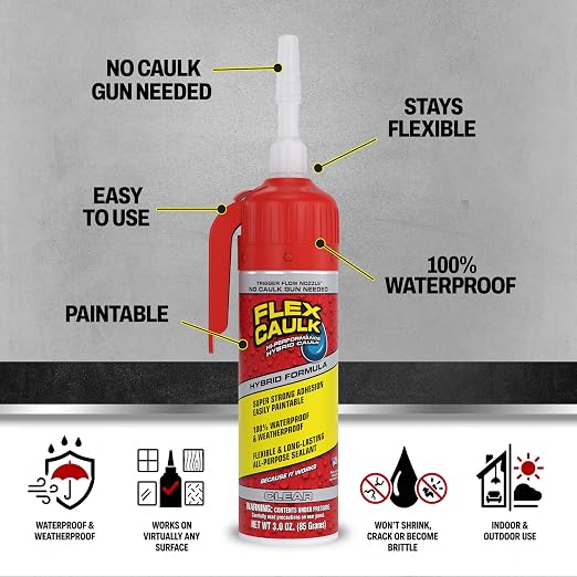Flex Caulk, Waterproof & Weatherproof Hybrid Polymer Sealant, Baseboards - Image 2