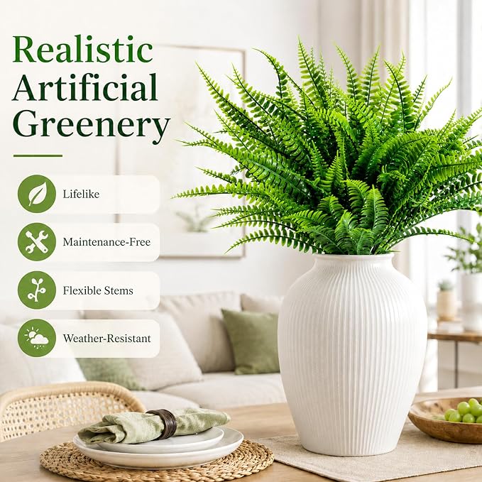 MAQIHAN 20PCS Fake Fern for Outdoor - Image 5