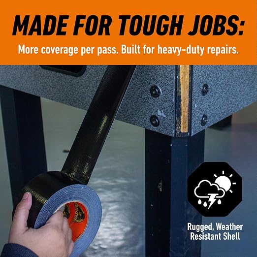 Gorilla Tough & Wide Heavy Duty Duct Tape, 2.88" x 25 yd, Indoor & Outdoor Use - Image 2