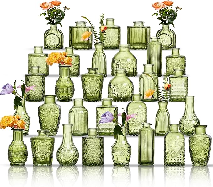 Glass Bud Vases Set of 32 by Unknown