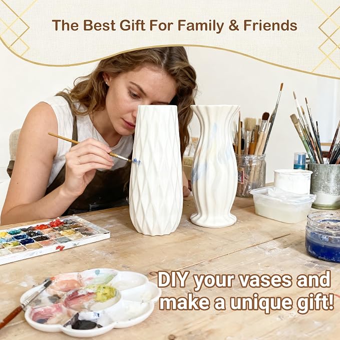 10-Piece 8 Inch White Ceramic Vases Set - Image 7