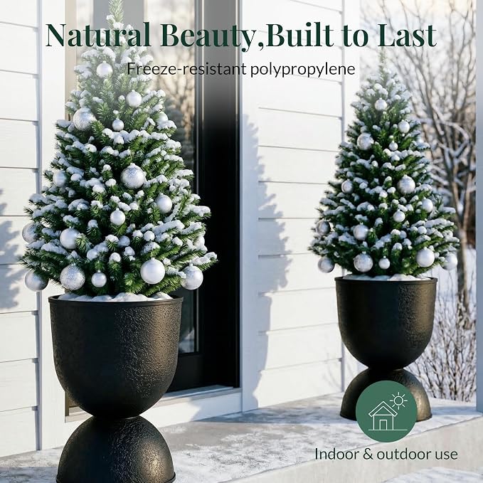 KOL Planters Flower Pots, Plastic Urn Planters - Image 4