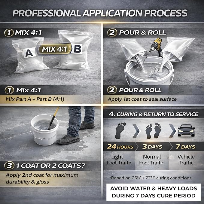 Two-Part Epoxy Floor Paint | 1.06 Gal | 4:1 Mix Ratio | Low VOC, Floor Coating - Image 5