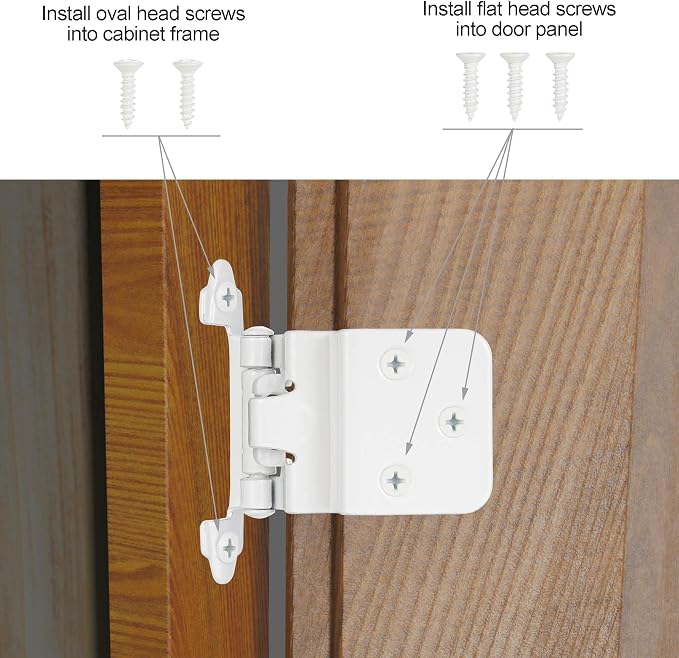 White Cabinet Hinges, 3/8” Inset, 10 Pack | - Image 5
