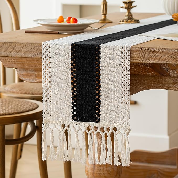 Farmhouse Table Runner for Home Decor 12x36 Black Fall Home Decor | 36Inches - Image 5