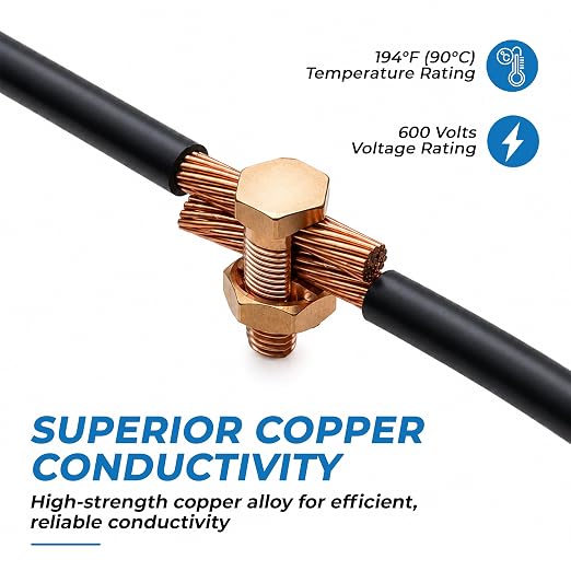 Size #4 Copper Split-Bolt Connector 4 AWG Heavy-Duty Electrical Wire Splicing - Image 3