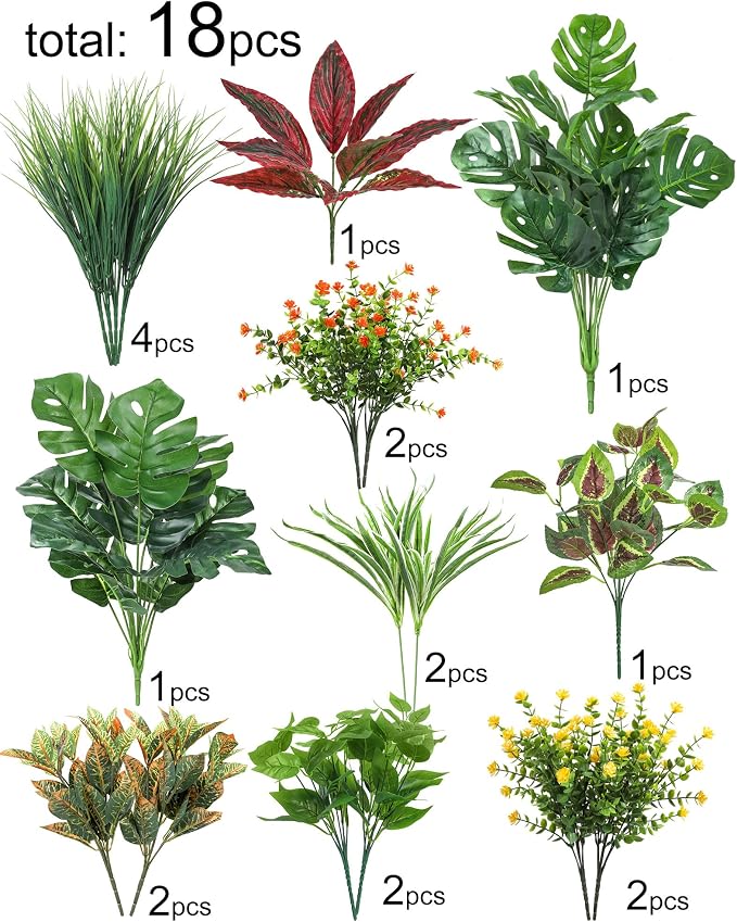 18 Pcs Artificial Plants for Outdoors Fake Greenery Stems | Faux boxwood shrubs - Image 2