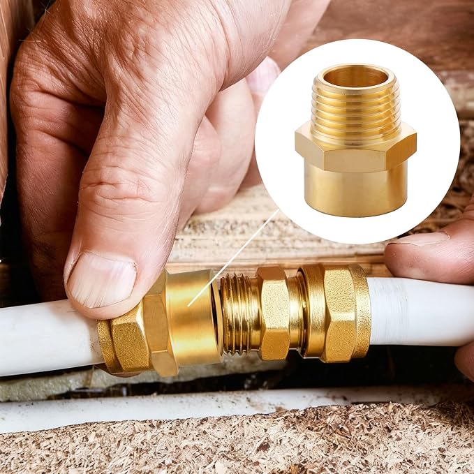 2 Pack 1/2" G Female Thread to US 1/2" NPT Male Thread Pipe Fitting, Brass Pipe - Image 7