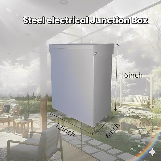 16x12x6 Metal Outdoor Electrical Box, IP66 Waterproof Lockable Enclosure | - Image 2