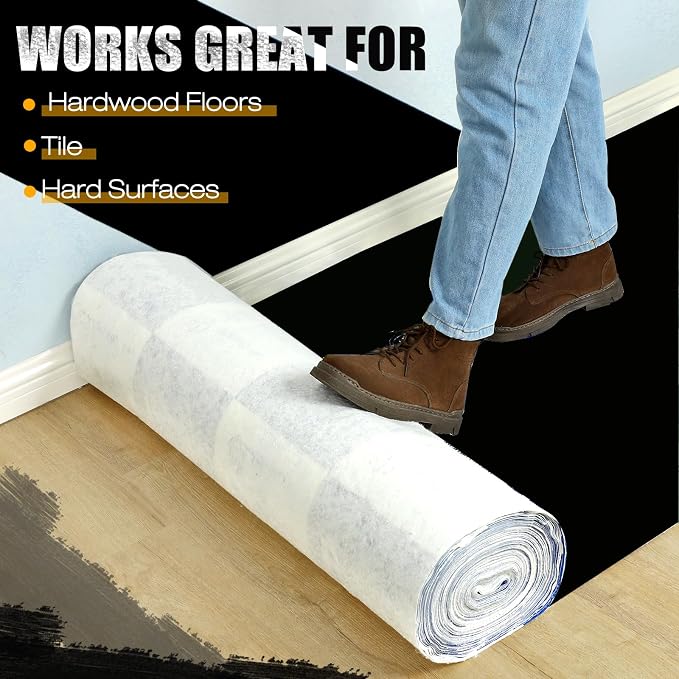 40"x100ft Black Floor Protection Film Anti Slip Paint Proof Reusable Cover - Image 3