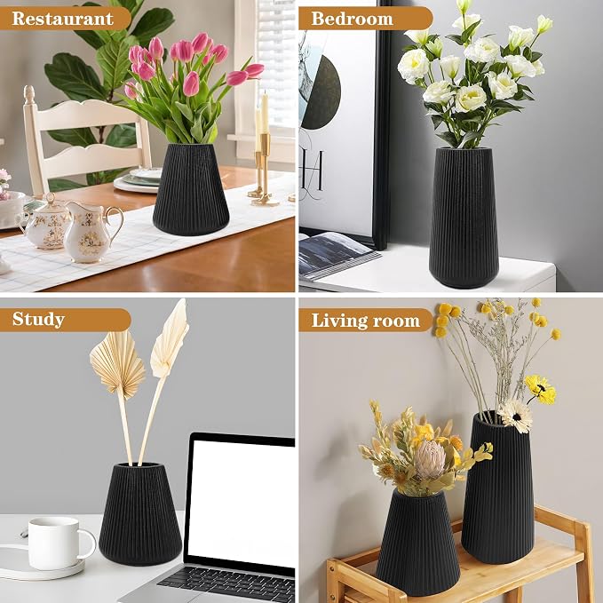 Black Ceramic Vase, GUKJOB Small Cute Flower Vase - Image 6