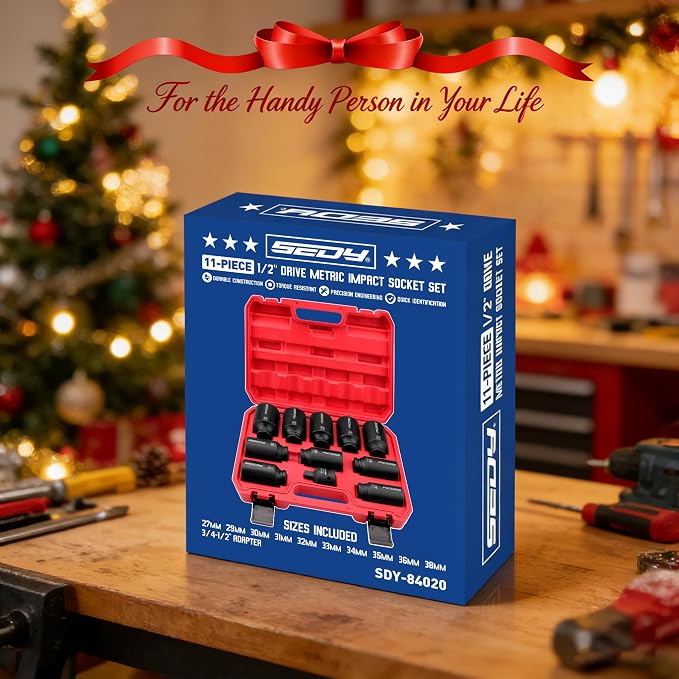 1/2 Drive Deep Impact Socket Set: 11-Piece Metric Size Wheel Axle Nut Wrench - Image 8