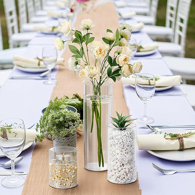 Nuogo 90 Pcs Plastic Cylinder Vases Tall Plastic Flower Vases - Image 6