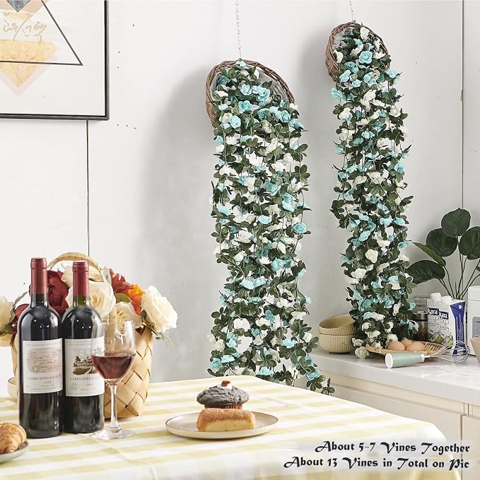 6Pcs x 8.2FT Artificial Flower Garland Floral Rose Vine Decor, Hanging Faux - Image 2