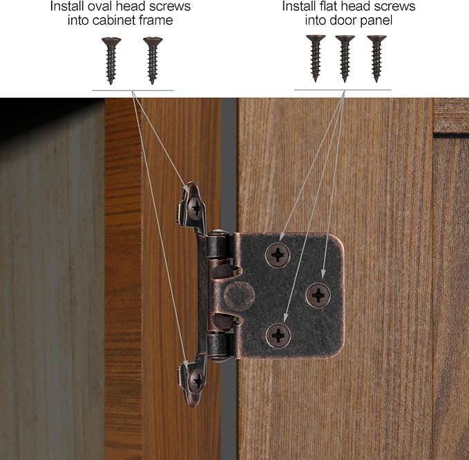 Oil Rubbed Bronze Cabinet Hinges, 1/2” Overlay, 4 Pack | - Image 5